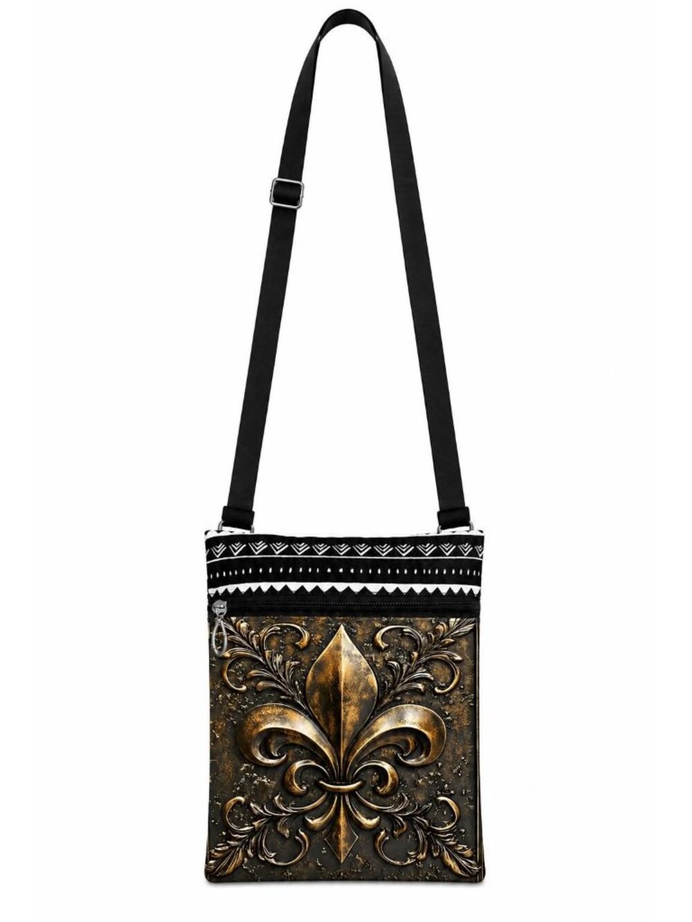 Fleur De Lis Design Crossbody Bag